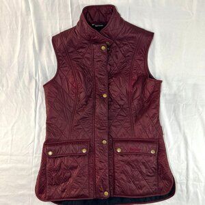 BARBOUR Wray Gilet Women's Vest Burgundy Quilted Zip Snaps Size 8 US